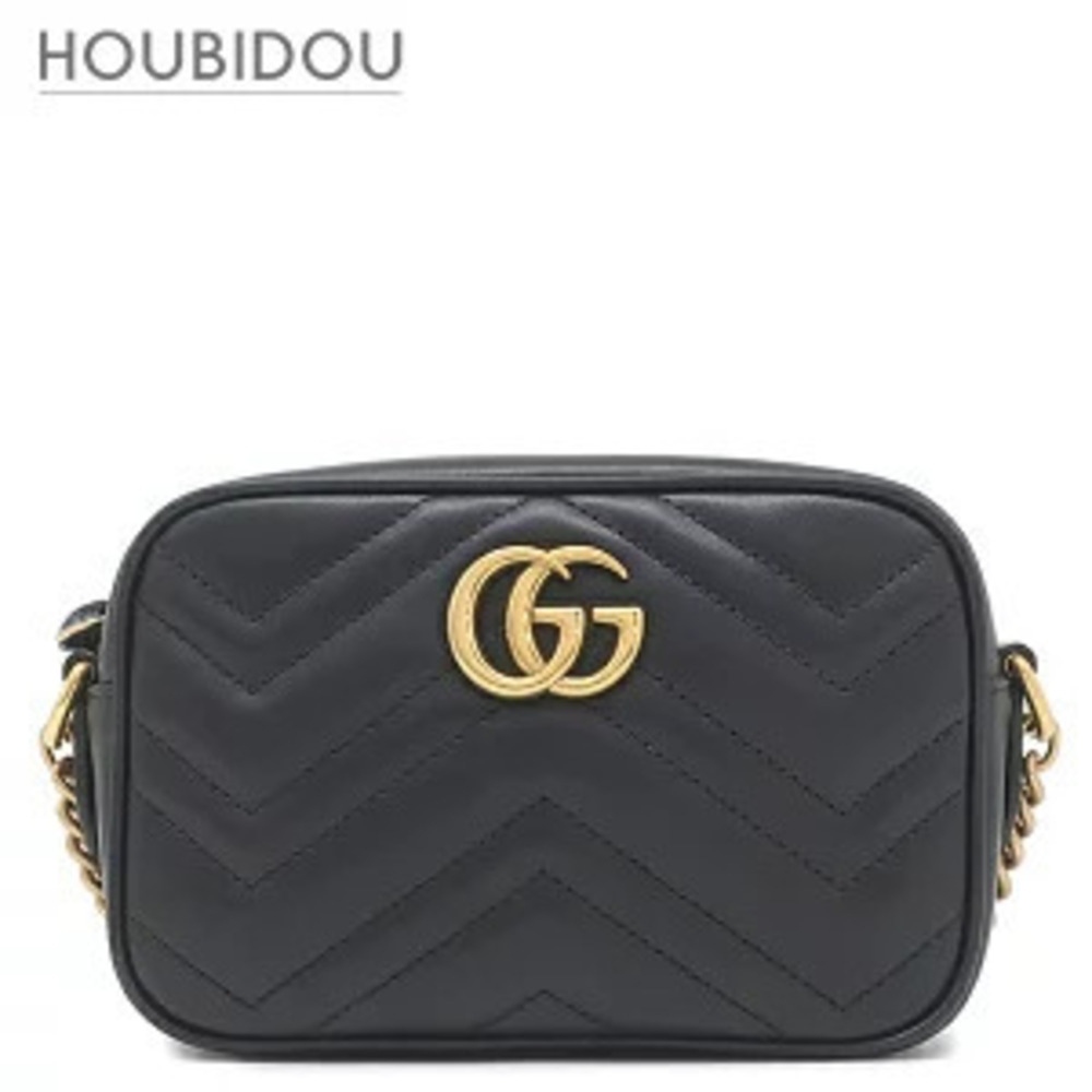 Gucci GG Marmont Camera Bag Leather Black Chain Shoulder Strap